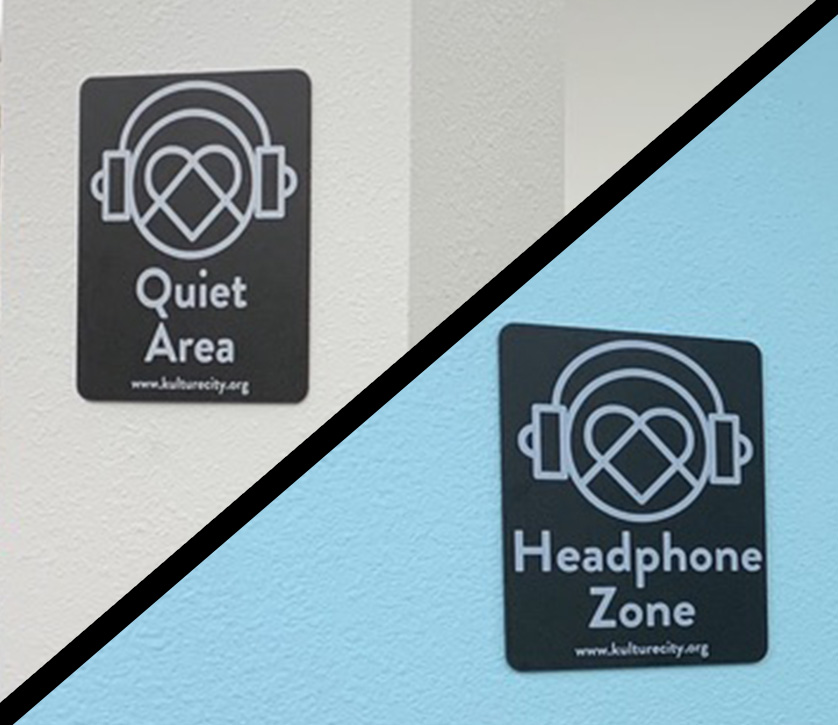 quiet area and headphone zone sign