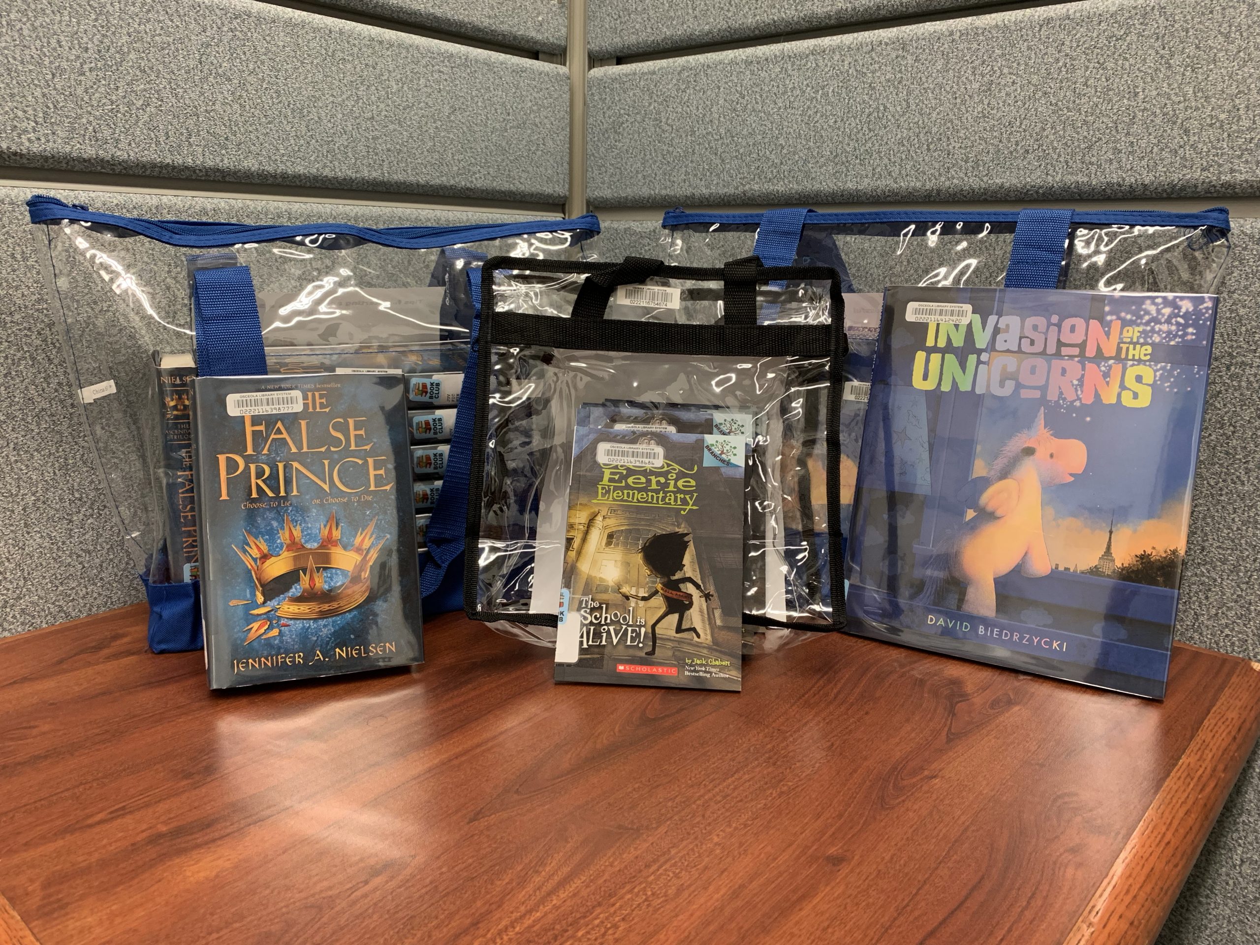 A selection of three Kids Book Club bags